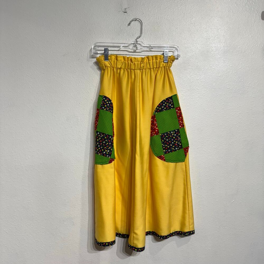 Mr Hank Blue Yellow Floral Patchwork Prairie 2 Piece Vintage Skirt Set Sz 12 - Picture 7 of 14